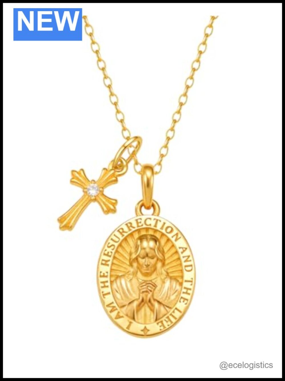18K Gold Plated Sterling Silver Religious Pendant Necklace